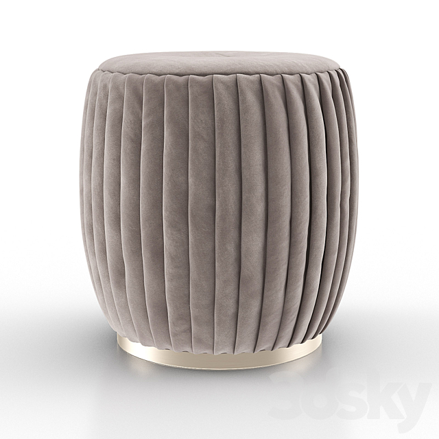 BELLA Beige Velvet Ottoman 3DS Max Model - thumbnail 2