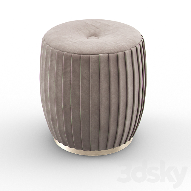 BELLA Beige Velvet Ottoman 3DSMax File - thumbnail 2