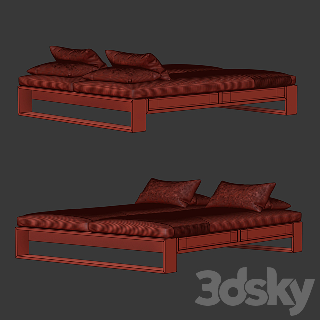 Bellagio chaise lounge double _ EXTETA furniture 3DS Max Model - thumbnail 3