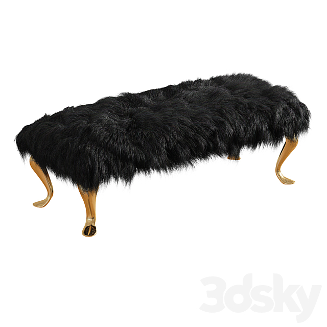 Bench Black Mongolian Lamb Wool 3DSMax File - thumbnail 1