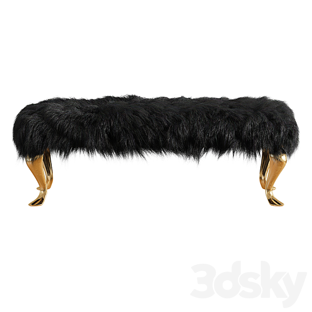 Bench Black Mongolian Lamb Wool 3DSMax File - thumbnail 2