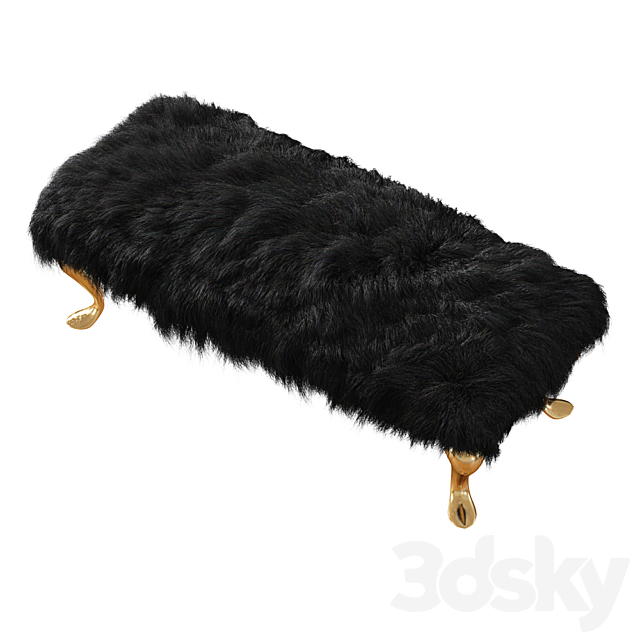 Bench Black Mongolian Lamb Wool 3DSMax File - thumbnail 3