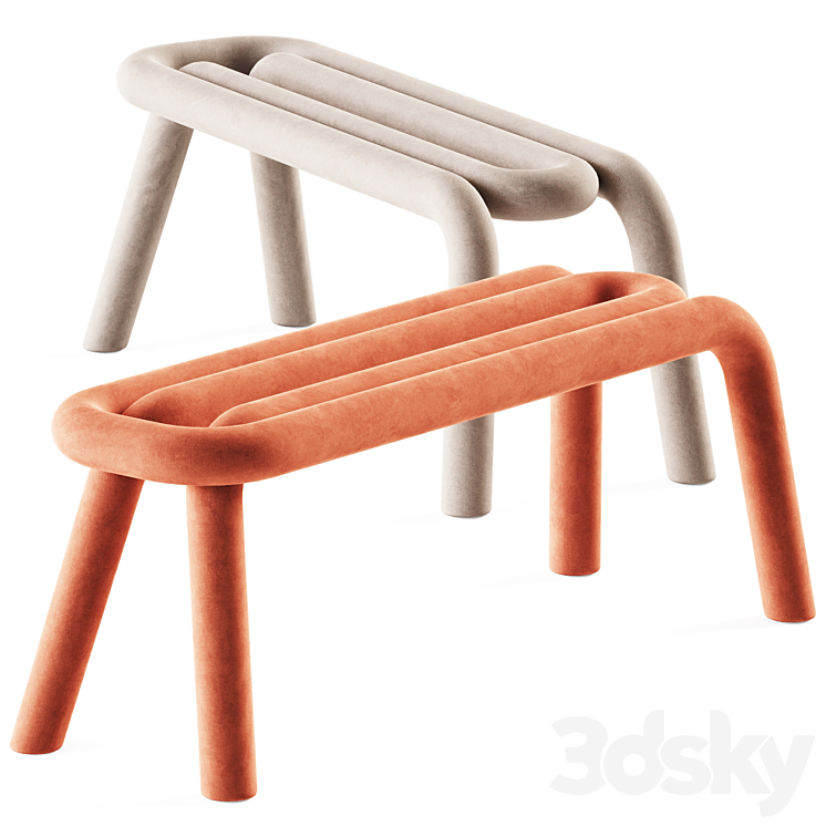 Bench Bold by Mustache \/ Upholstered bench 3DS Max Model - thumbnail 1