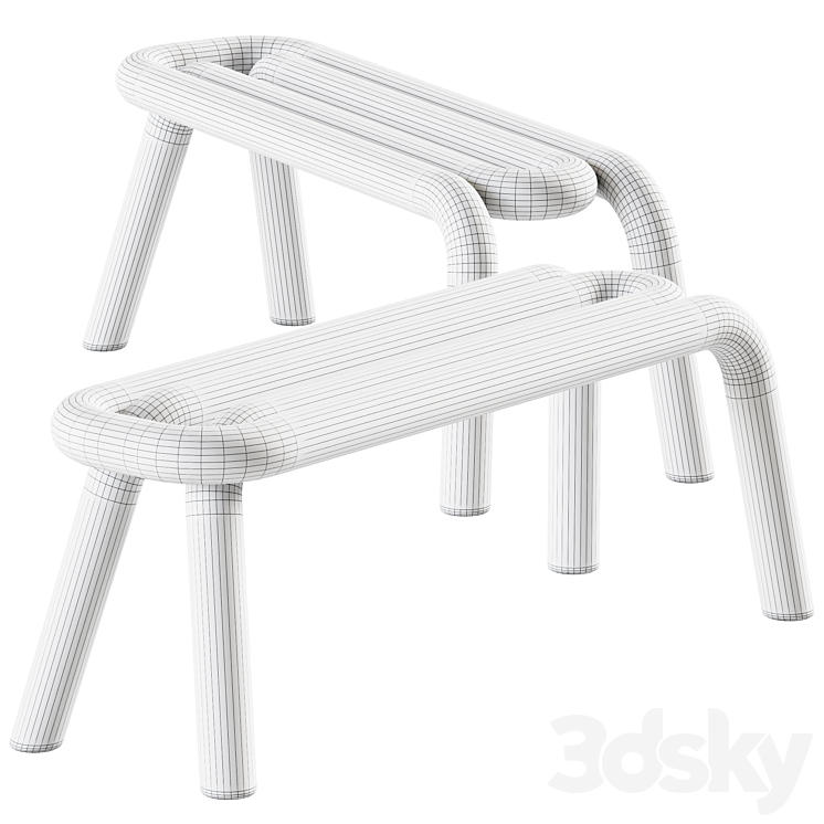 Bench Bold by Mustache \/ Upholstered bench 3DS Max Model - thumbnail 2