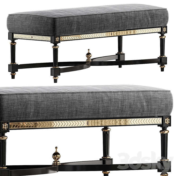 Bench – Monarch Corbett Upholstered by Century 3DS Max Model - thumbnail 3