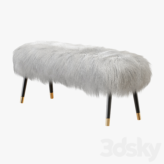 Bench Mongolian Lamb Fur 3ds Max - thumbnail 1