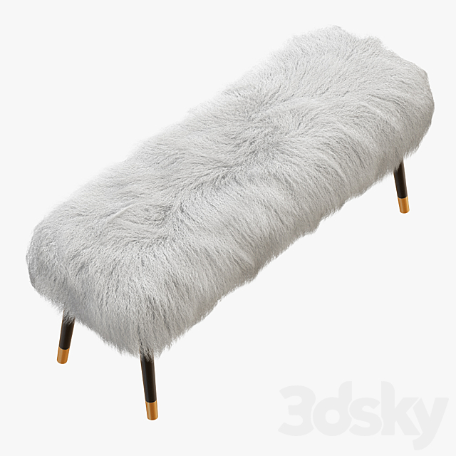 Bench Mongolian Lamb Fur 3ds Max - thumbnail 3