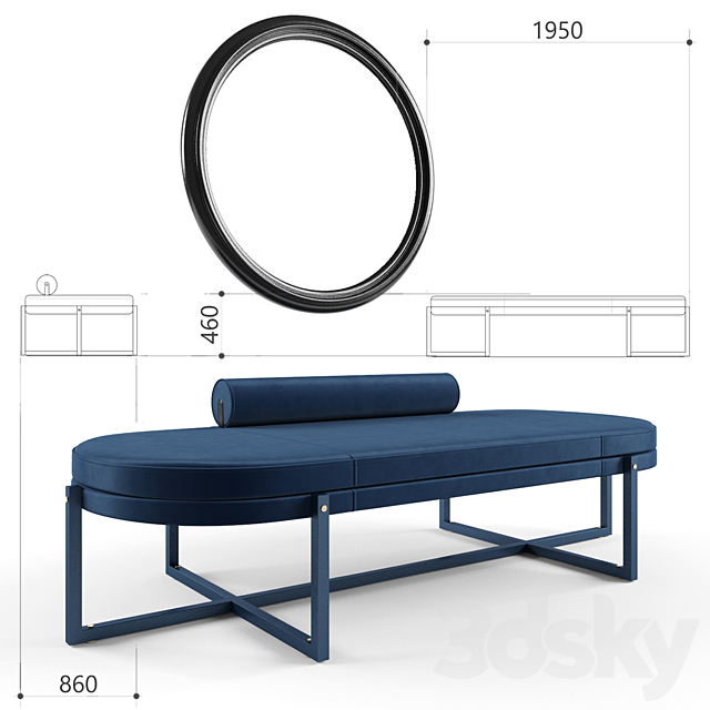 Bench Sigmund factory Arflex 3DSMax File - thumbnail 1