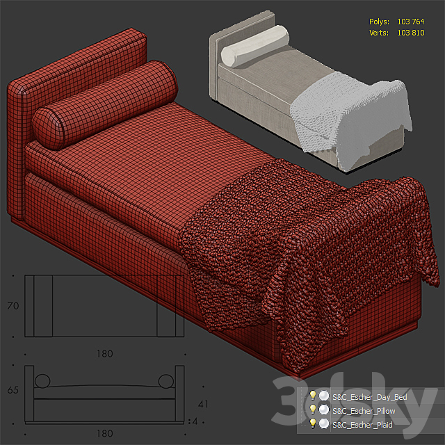 Bench The Sofa and Chair Company Escher Daybed 3DSMax File - thumbnail 2