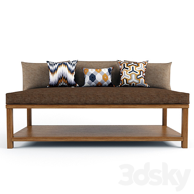 Bench with cushions 3DSMax File - thumbnail 1