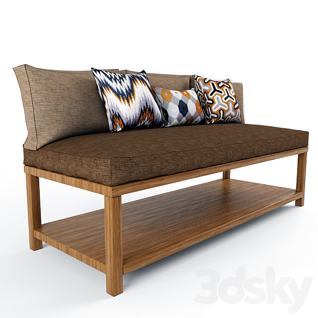 Bench with cushions 3DSMax File - thumbnail 2