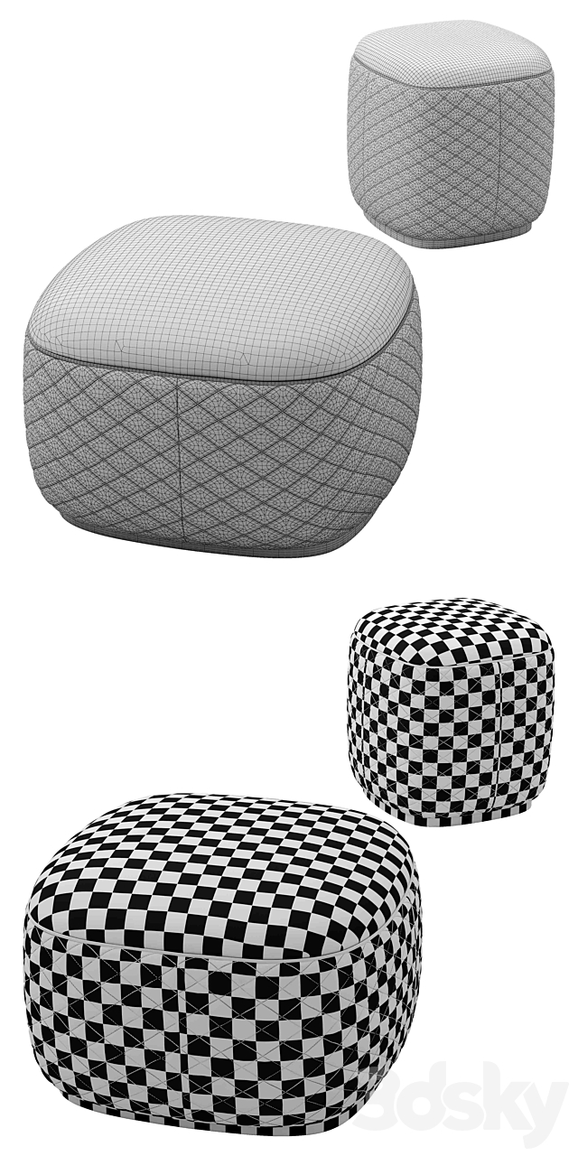 Bentley home dundee ottomans 3DS Max Model - thumbnail 3