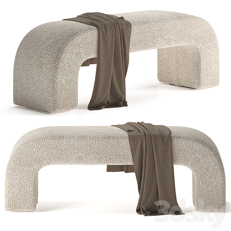 Bernard Boucle Bench Seat 3DS Max Model - thumbnail 1