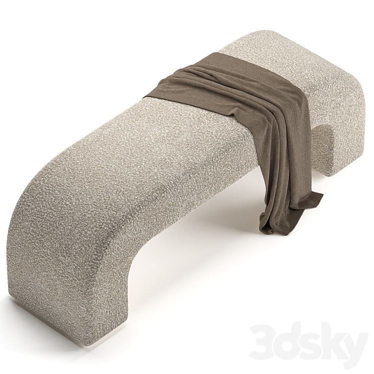 Bernard Boucle Bench Seat 3DS Max Model - thumbnail 2