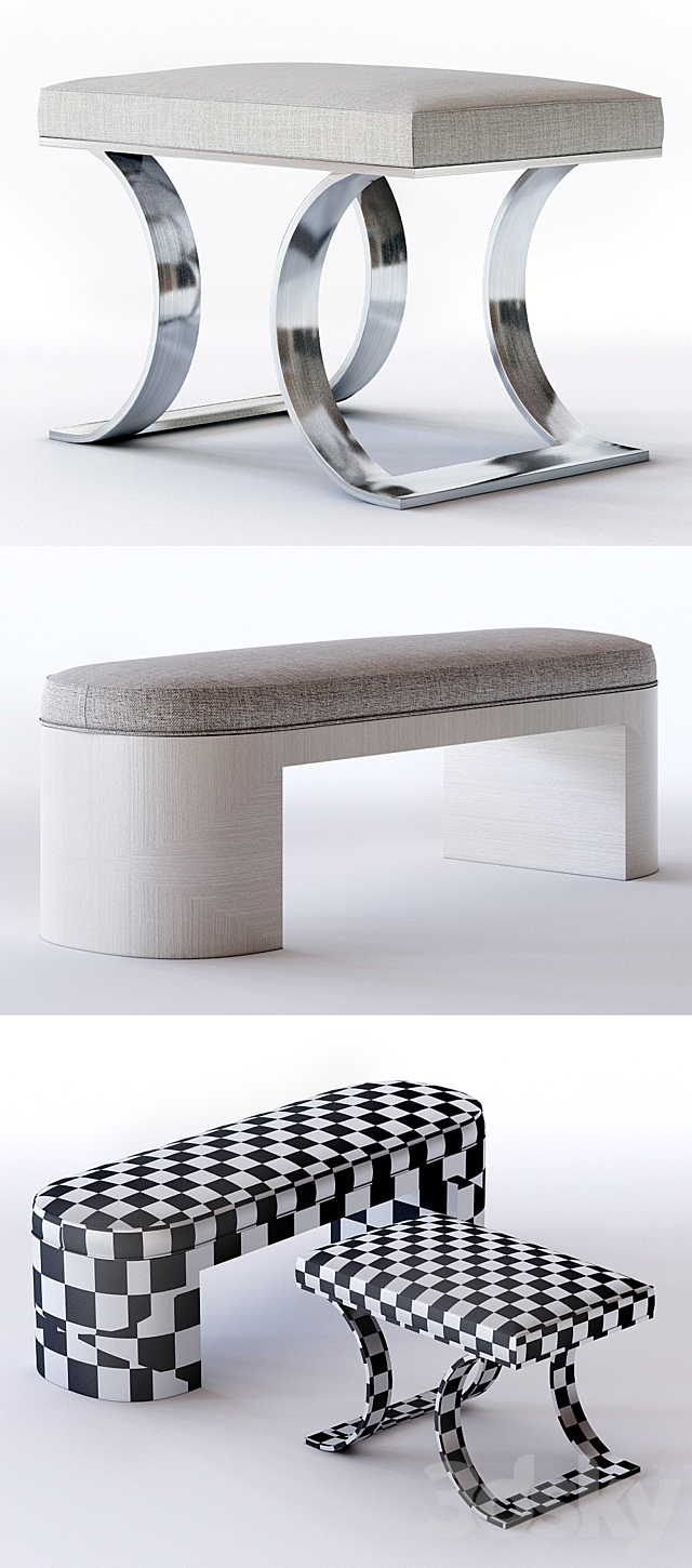 Bernhardt Axiom Bench 3DS Max Model - thumbnail 2