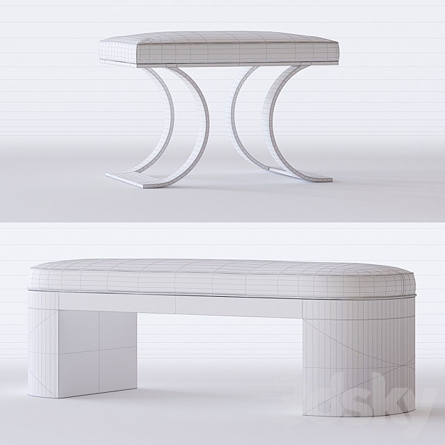 Bernhardt Axiom Bench 3DS Max Model - thumbnail 3