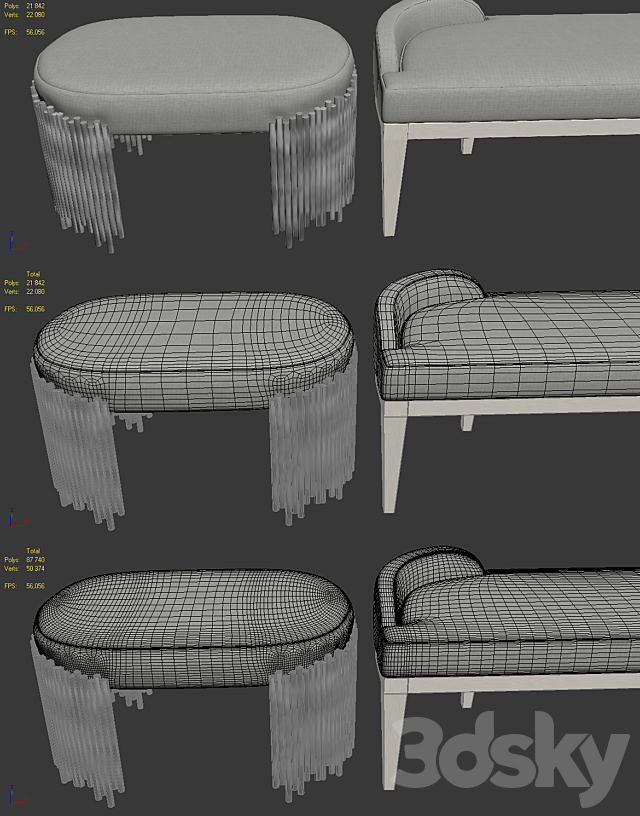 Bernhardt Calista Bench 3DSMax File - thumbnail 5