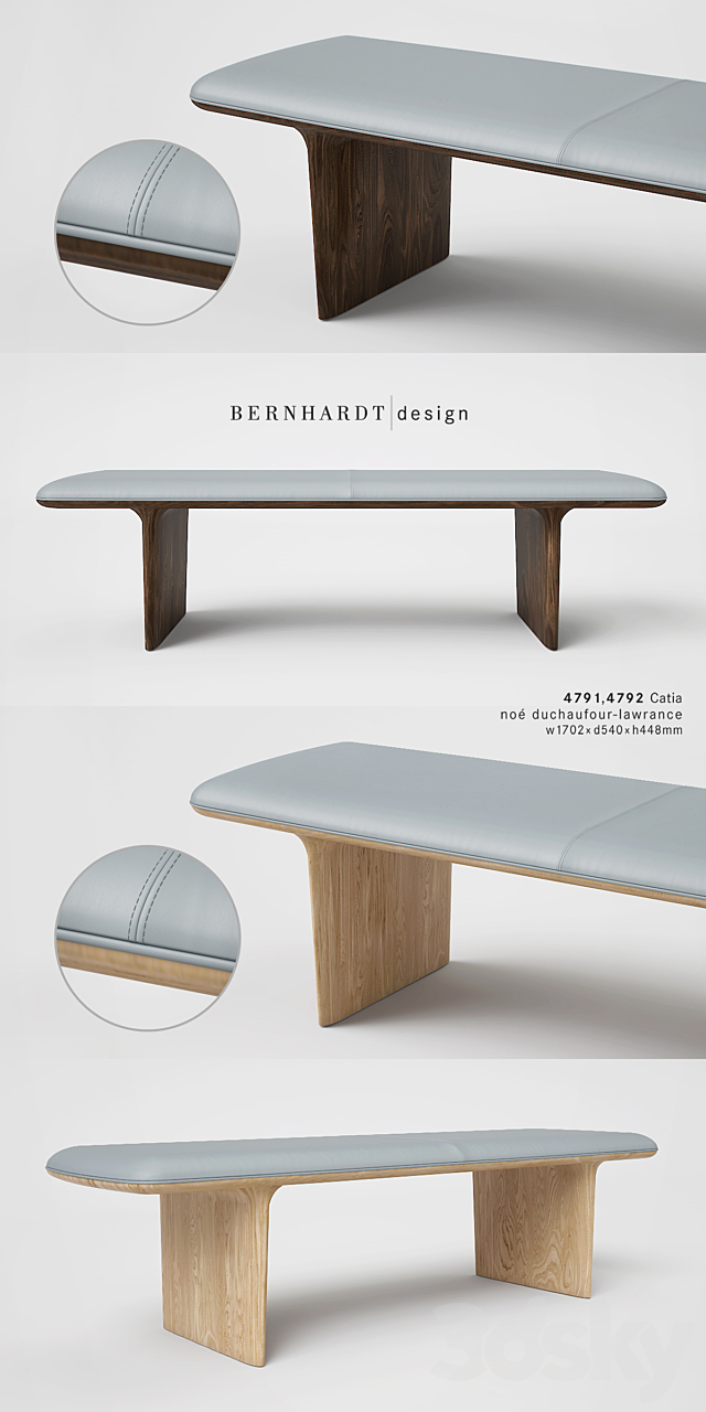 Bernhardt Design Catia Bench 3DS Max Model - thumbnail 2