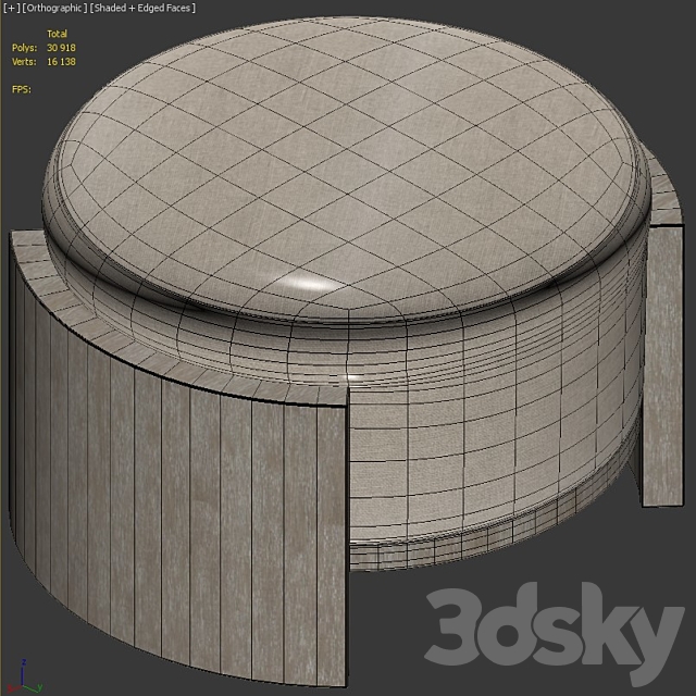 Bernhardt Foundations Cocktail Ottoman 3DS Max Model - thumbnail 4