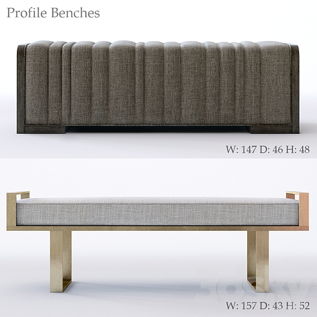 Bernhardt Profile Bench 3ds Max - thumbnail 1