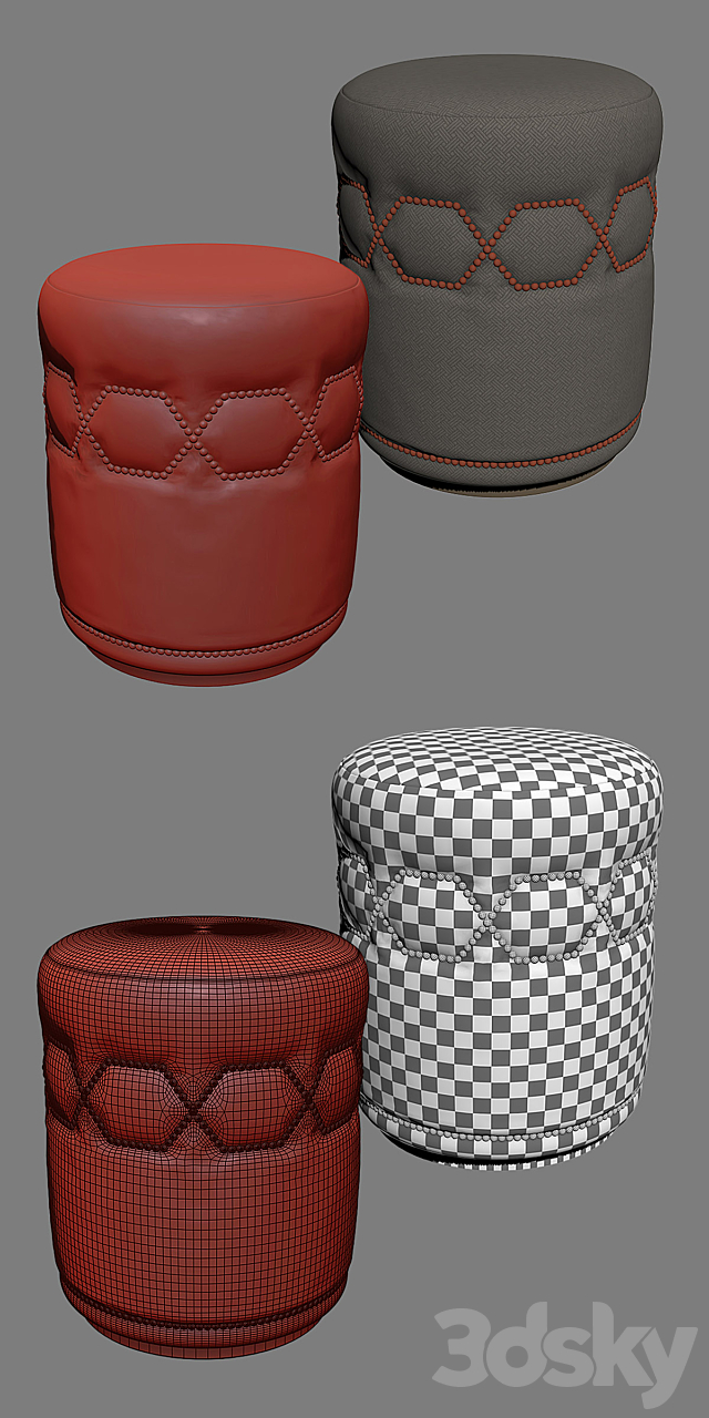 Bespoke Ottoman BB-STL-S-ROU-0009 3ds Max - thumbnail 2