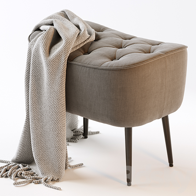 BIRDROCK HOME Tufted Curve Gray Ottoman 3ds Max - thumbnail 1