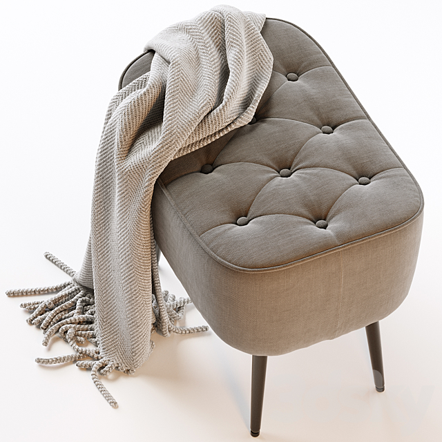 BIRDROCK HOME Tufted Curve Gray Ottoman 3ds Max - thumbnail 2