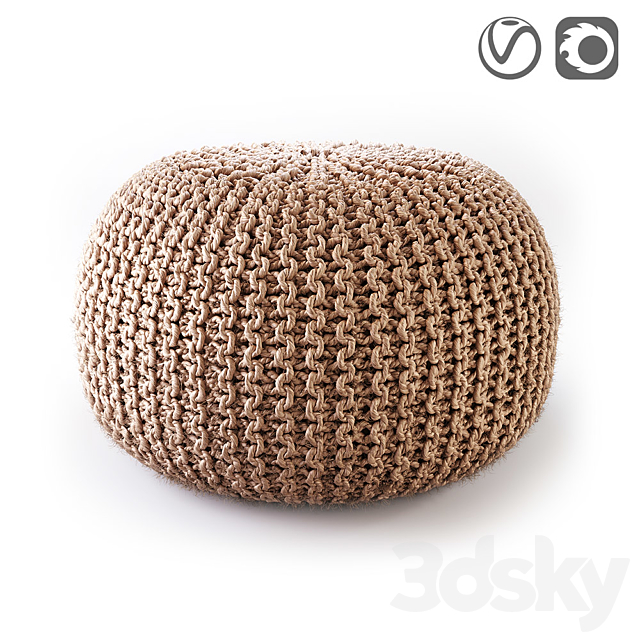 BISHO wicker pouf round 3DSMax File - thumbnail 1