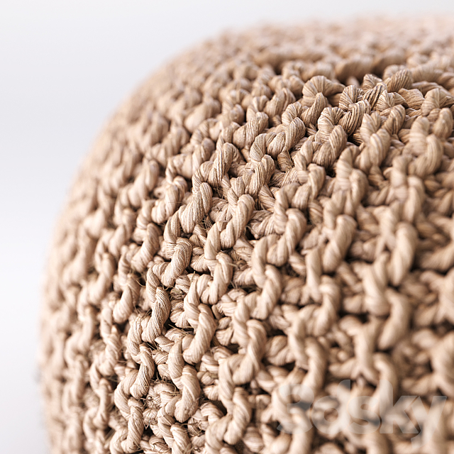 BISHO wicker pouf round 3DSMax File - thumbnail 2