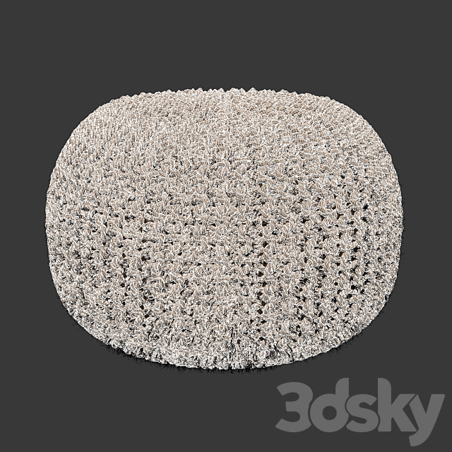 BISHO wicker pouf round 3DSMax File - thumbnail 3