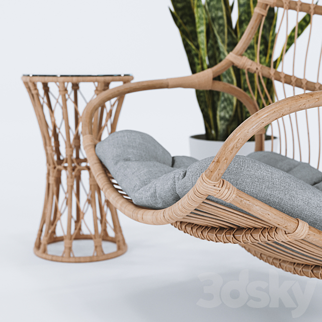 Blucher. hanging chair. plant & table 3DSMax File - thumbnail 2