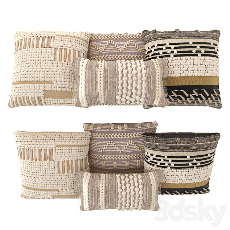 Boho style pillows 3DS Max Model - thumbnail 1