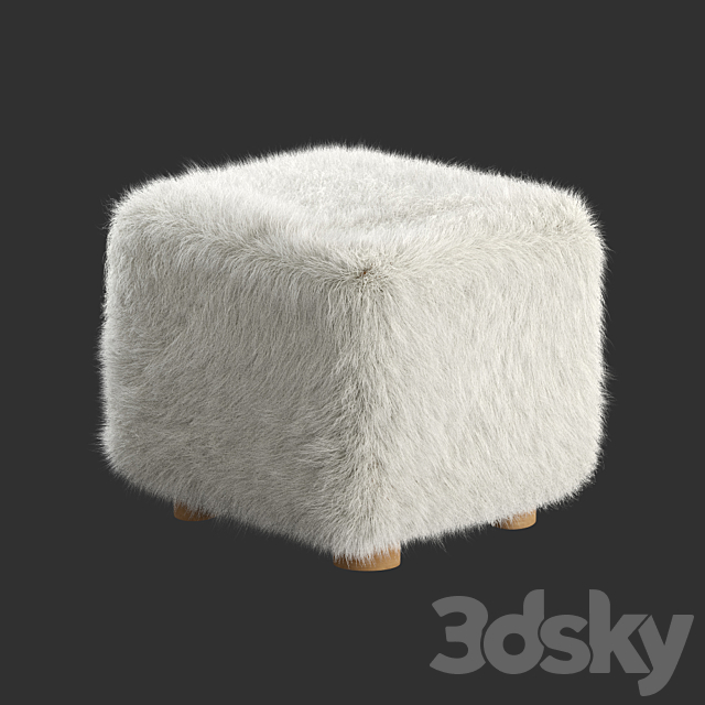 Bozzi Mongolian Sheepskin Ottoman Cb2 3DS Max Model - thumbnail 2