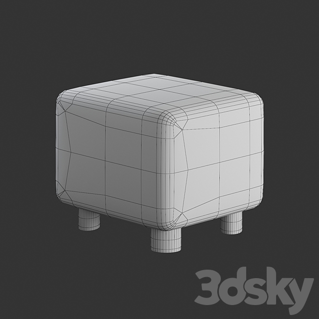 Bozzi Mongolian Sheepskin Ottoman Cb2 3DS Max Model - thumbnail 3