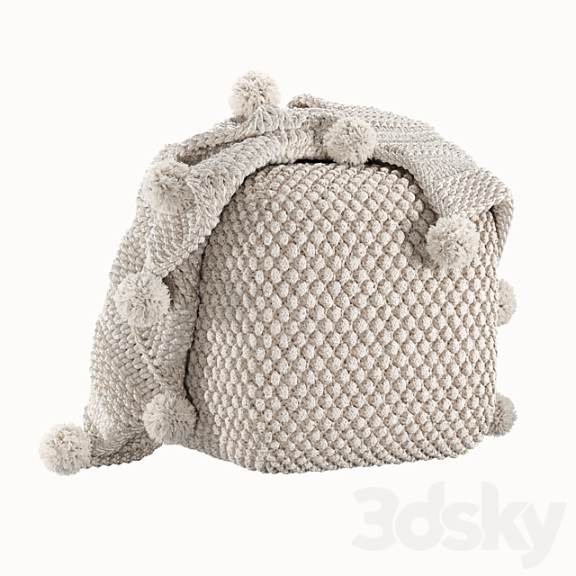 Buco pouf. Virka Ivory Throw bedspread 3DSMax File - thumbnail 1