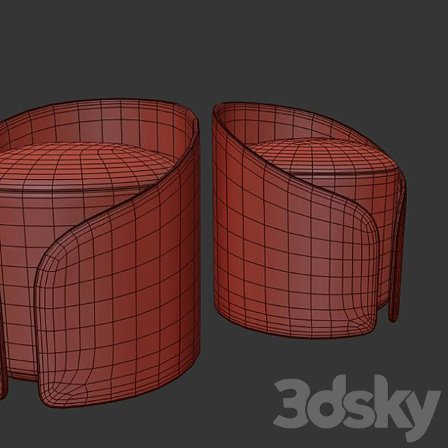 CARDIGAN POUF 3DS Max Model - thumbnail 3