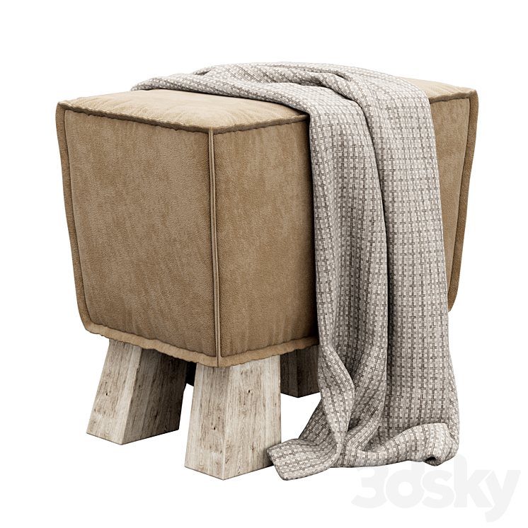 Carmela Cottage Ottoman by Union Rustic 3DS Max Model - thumbnail 1