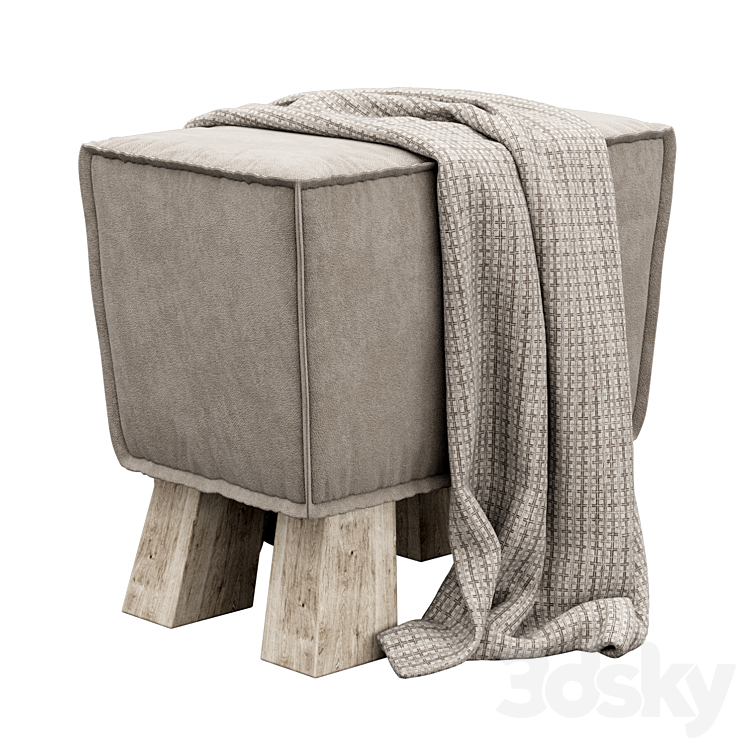 Carmela Cottage Ottoman by Union Rustic 3DS Max Model - thumbnail 2