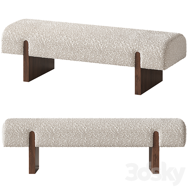 CB2 Socca Upholstered bench 3DS Max Model - thumbnail 3