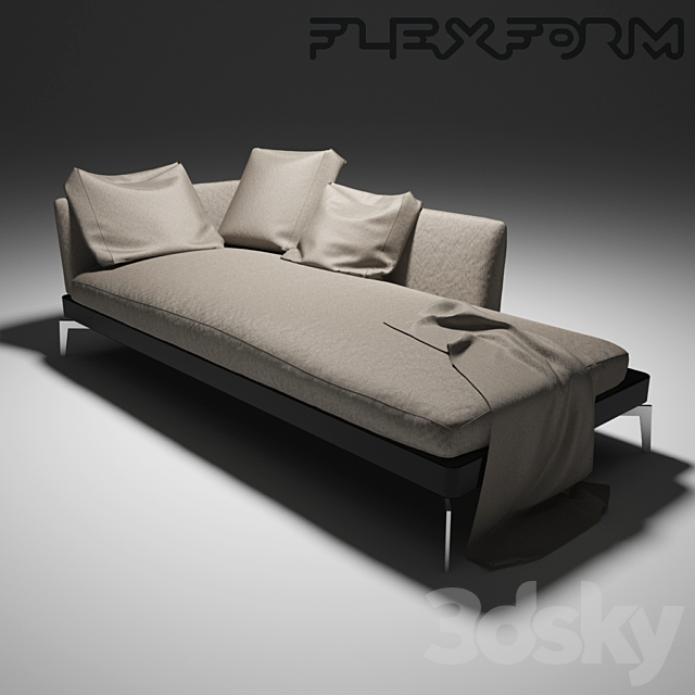 Chaiselongue Flexform Feel Good 3DS Max Model - thumbnail 1