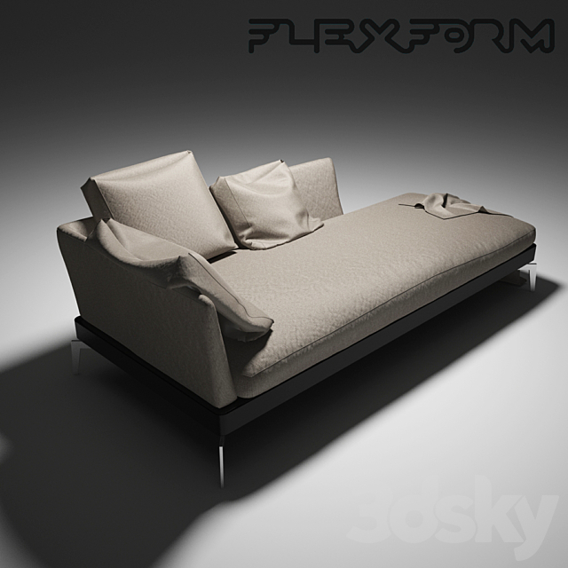 Chaiselongue Flexform Feel Good 3DS Max Model - thumbnail 2