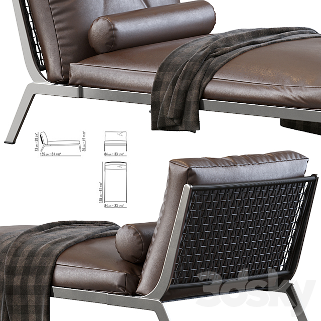 Chaiselongue Flexform Happy 3DS Max Model - thumbnail 2