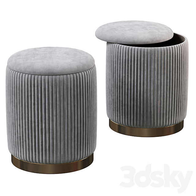 Channeled Gray Storage Ottomans – Set of 2 3DSMax File - thumbnail 2