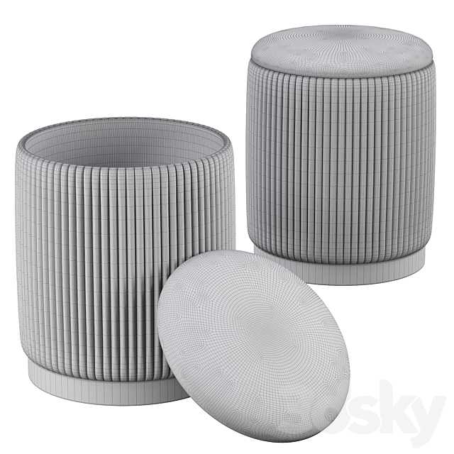 Channeled Gray Storage Ottomans – Set of 2 3DSMax File - thumbnail 4