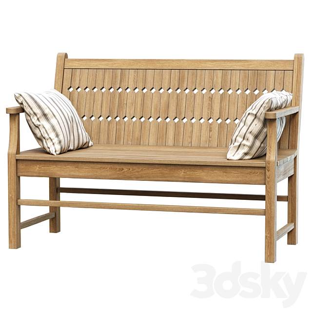 Chippendale Patio Bench _ Wooden Bench 3ds Max - thumbnail 1