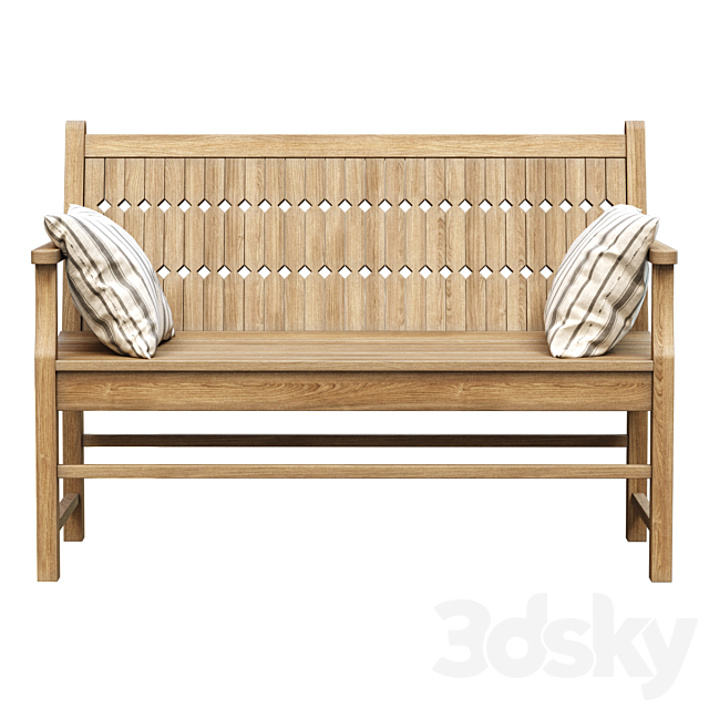 Chippendale Patio Bench _ Wooden Bench 3ds Max - thumbnail 2