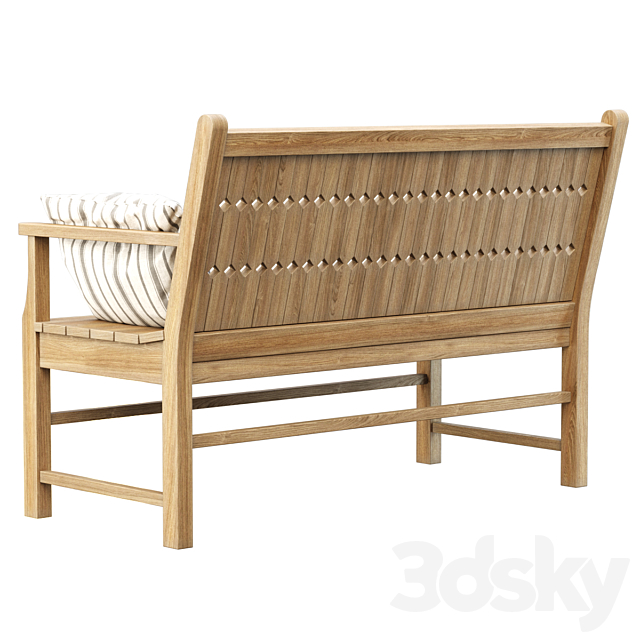 Chippendale Patio Bench _ Wooden Bench 3ds Max - thumbnail 3