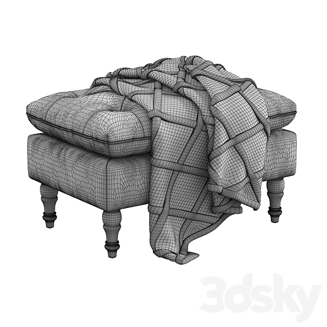 Christopher Knight Home _ Tufted Ottoman 3ds Max - thumbnail 3