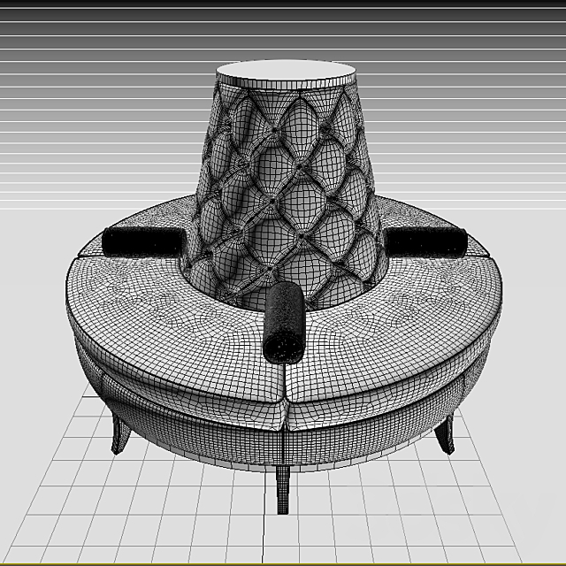 Circle Banquette Settee Lobby sofa 3DSMax File - thumbnail 3