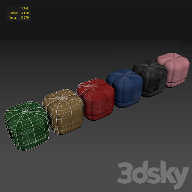 Circus Pouf – Stool Small 3ds Max - thumbnail 3